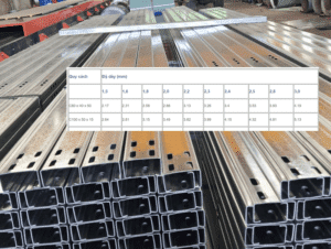 Bảng tra trọng lượng xà gồ C mới nhất hiện nay