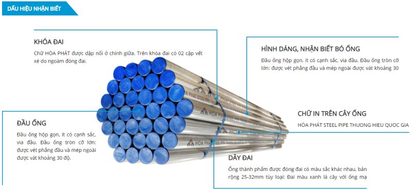 Dấu hiệu nhận biết thép ống Hòa Phát